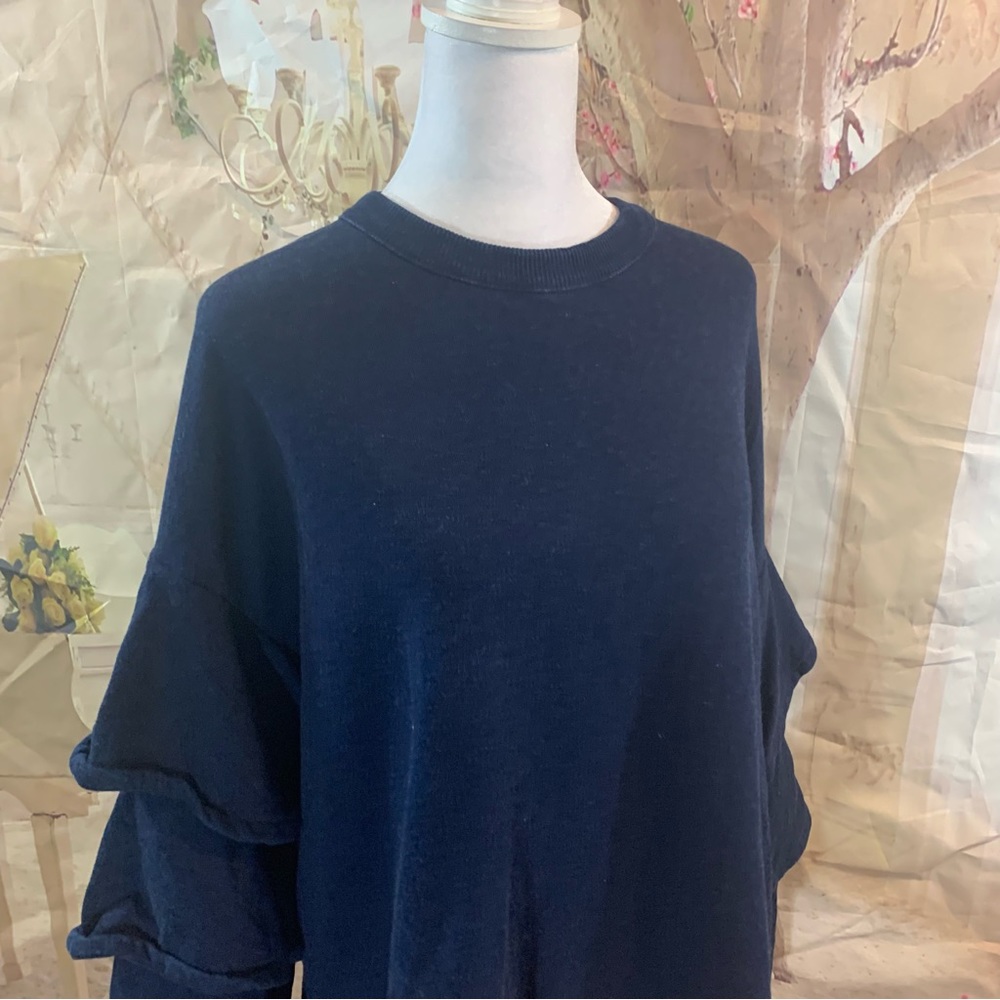AG Goldschmied Chambray Cutout Ruffle Sweatshirt - Picture 6 of 11